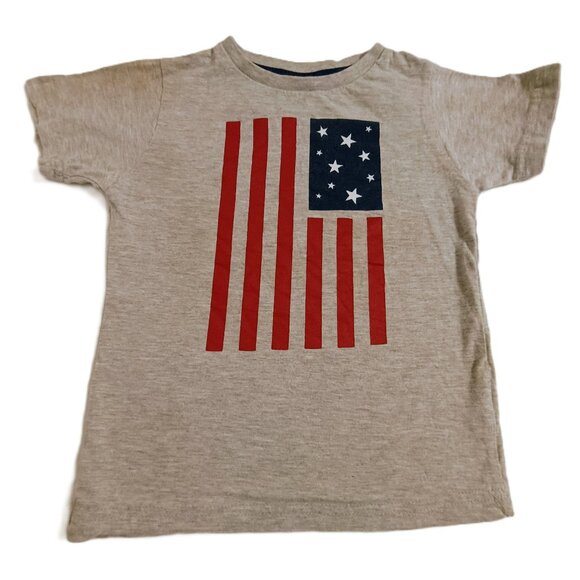 EUC:  Boys' U.S. Polo Assn. sz 4T Gray, American Flag T-Shirt - Picture 1 of 3